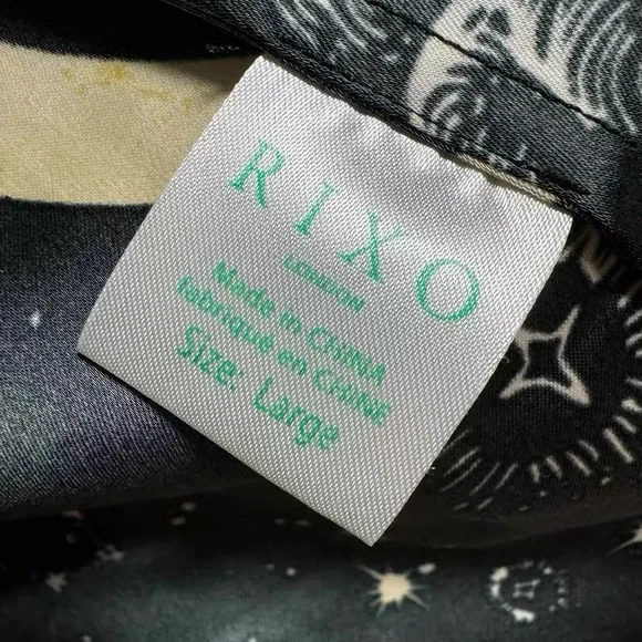 Rixo Black and Gold Celestial Print Wrap Dress - Picture 3 of 6